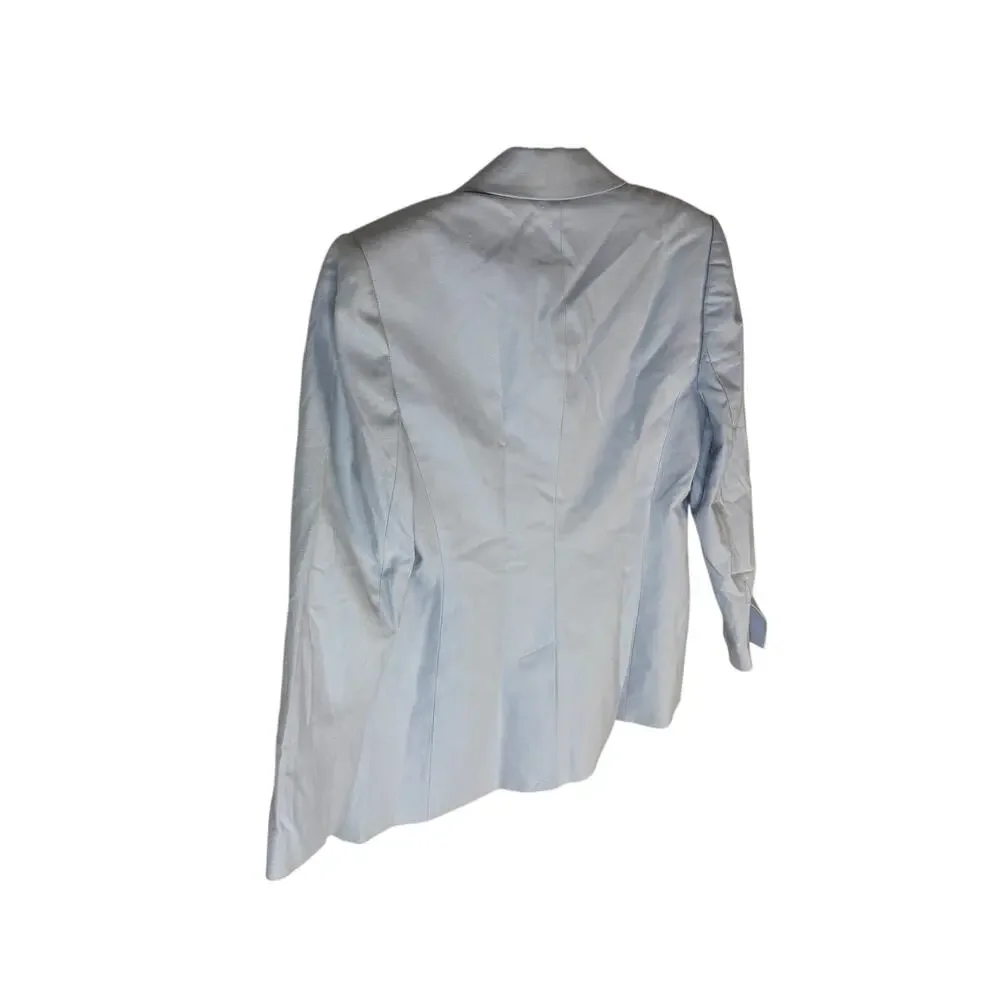 Rebecca Taylor NYC Slub Denim Blazer Jacket Scallop Trim Office Old Money 6